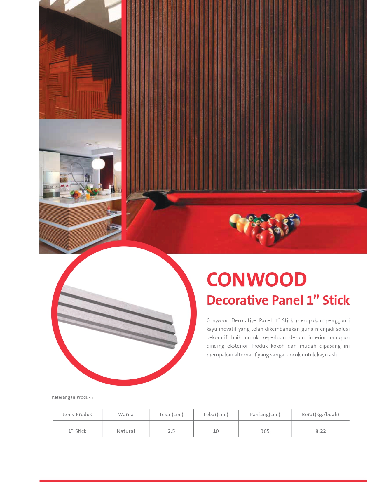 CONWOOD DECORATIVE PANEL 1” STICK